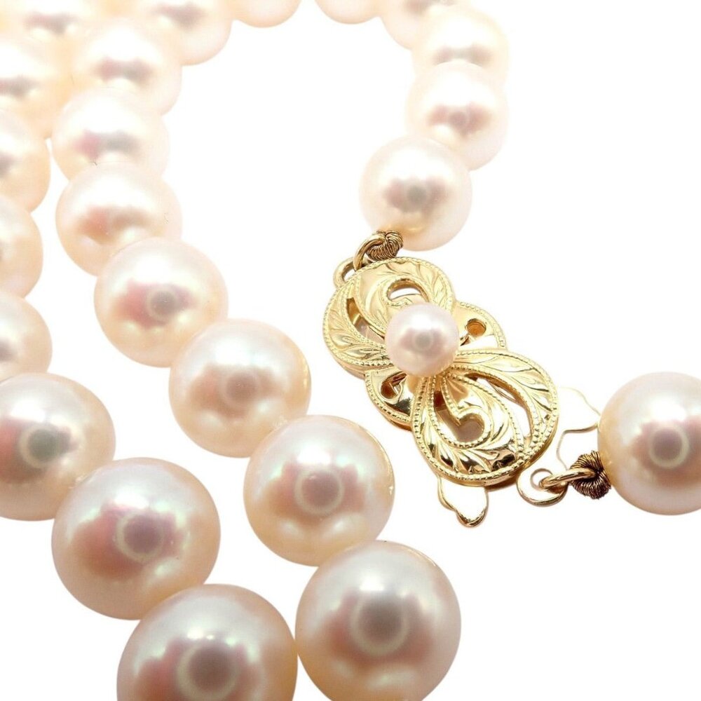 Rare! Mikimoto 18k Yellow Gold Pearl Strand 7mm 30" Opera Length Necklace - Picture 5 of 9